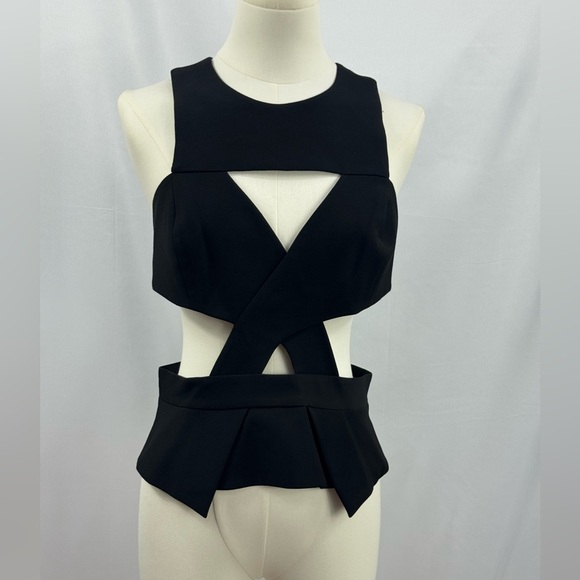 BCBG MaxAzria EVEE Black Cutout Sleeveless Top Size Small  NWT - Picture 5 of 14
